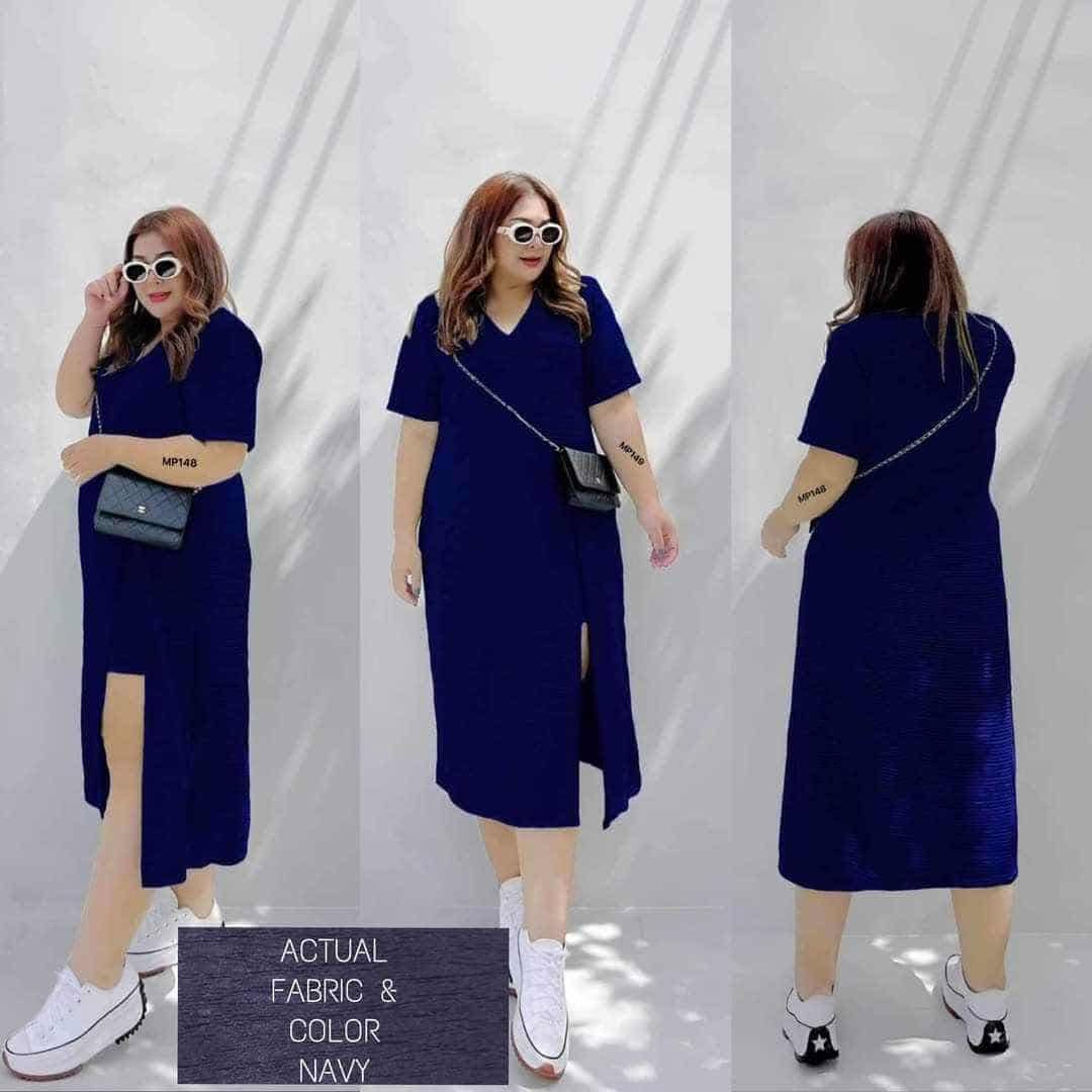 Plus Size Camille Slit Dress With Shorts