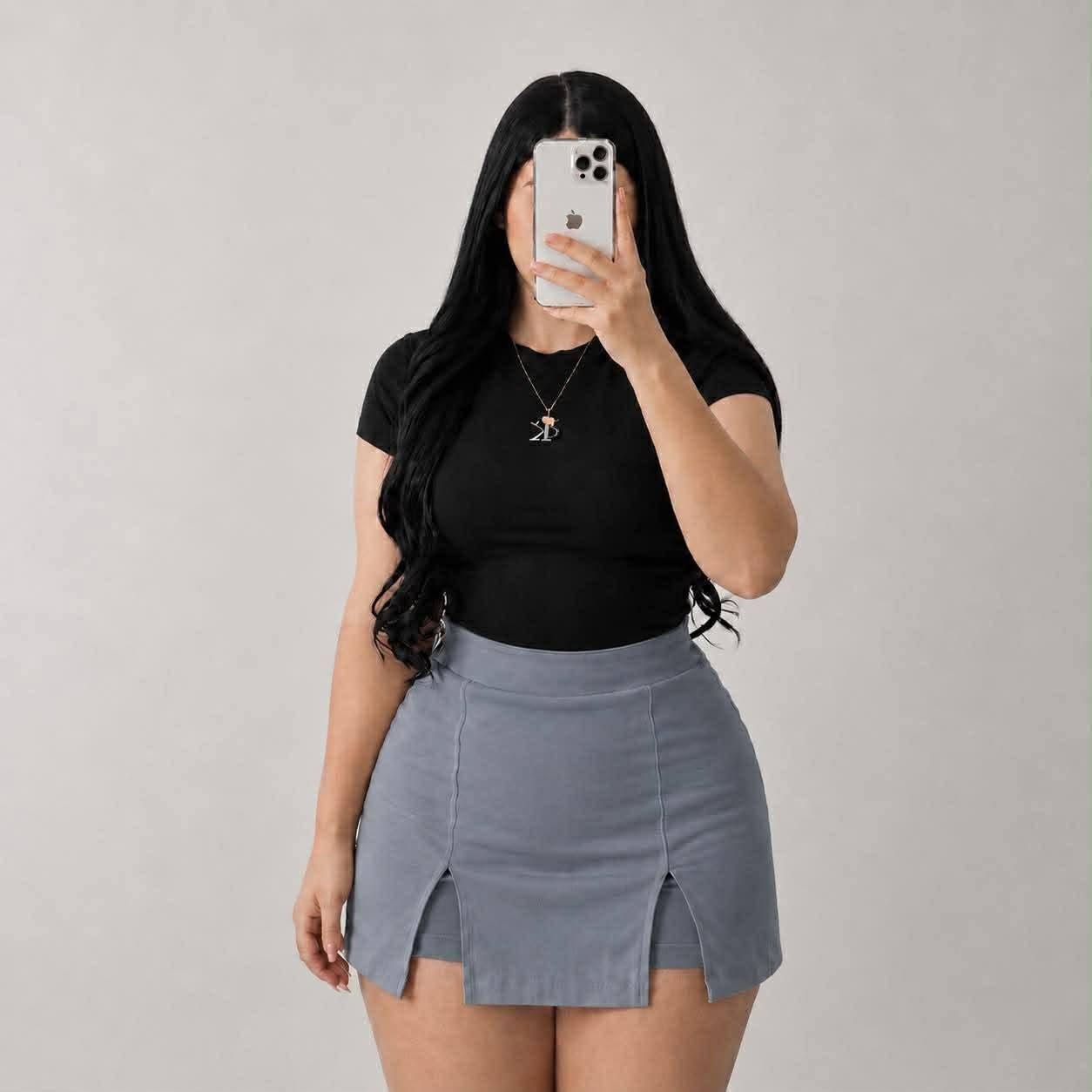 Plus Size Demi Two Slit Woven Skort