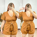 Plus Size Jenny Slit Top And Shorts Coords