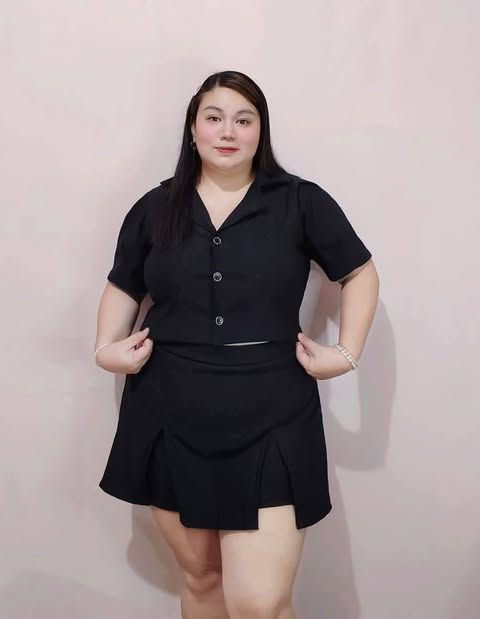 Plus Size Clarett Button Top And skort Coords Plain