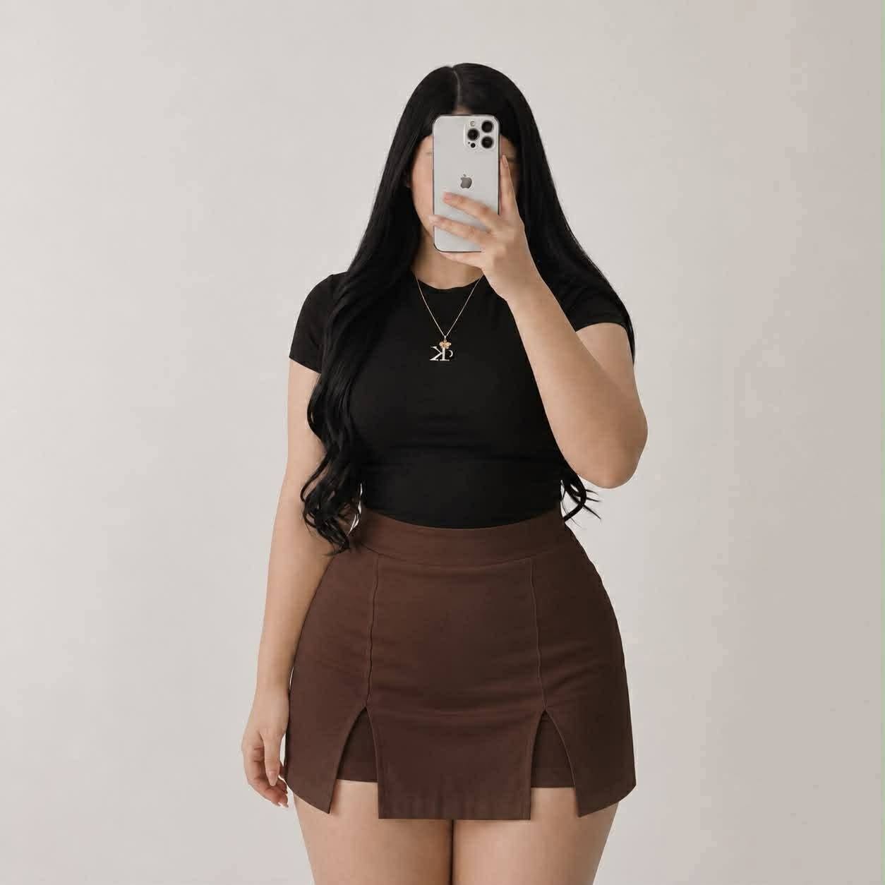 Plus Size Demi Two Slit Woven Skort