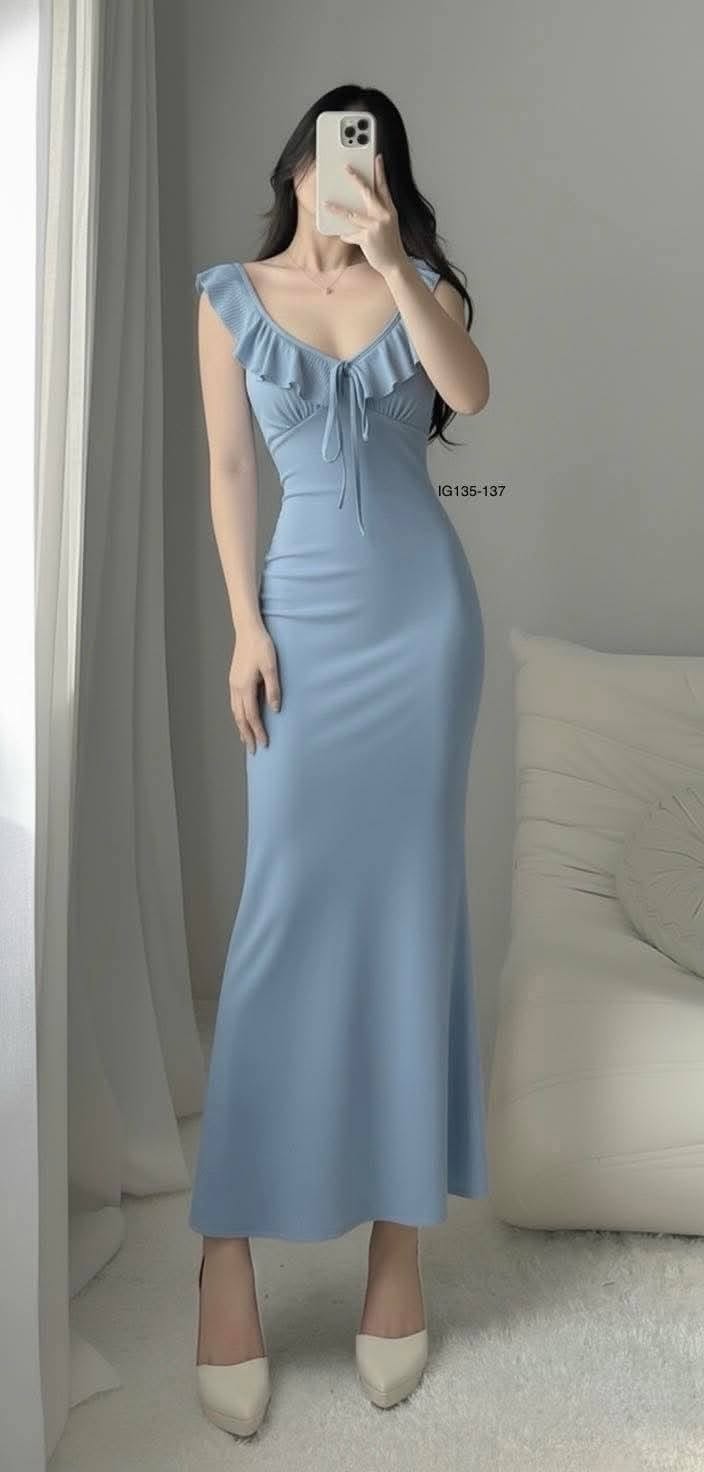 Korine Ruffles Bodycon Maxi Dress