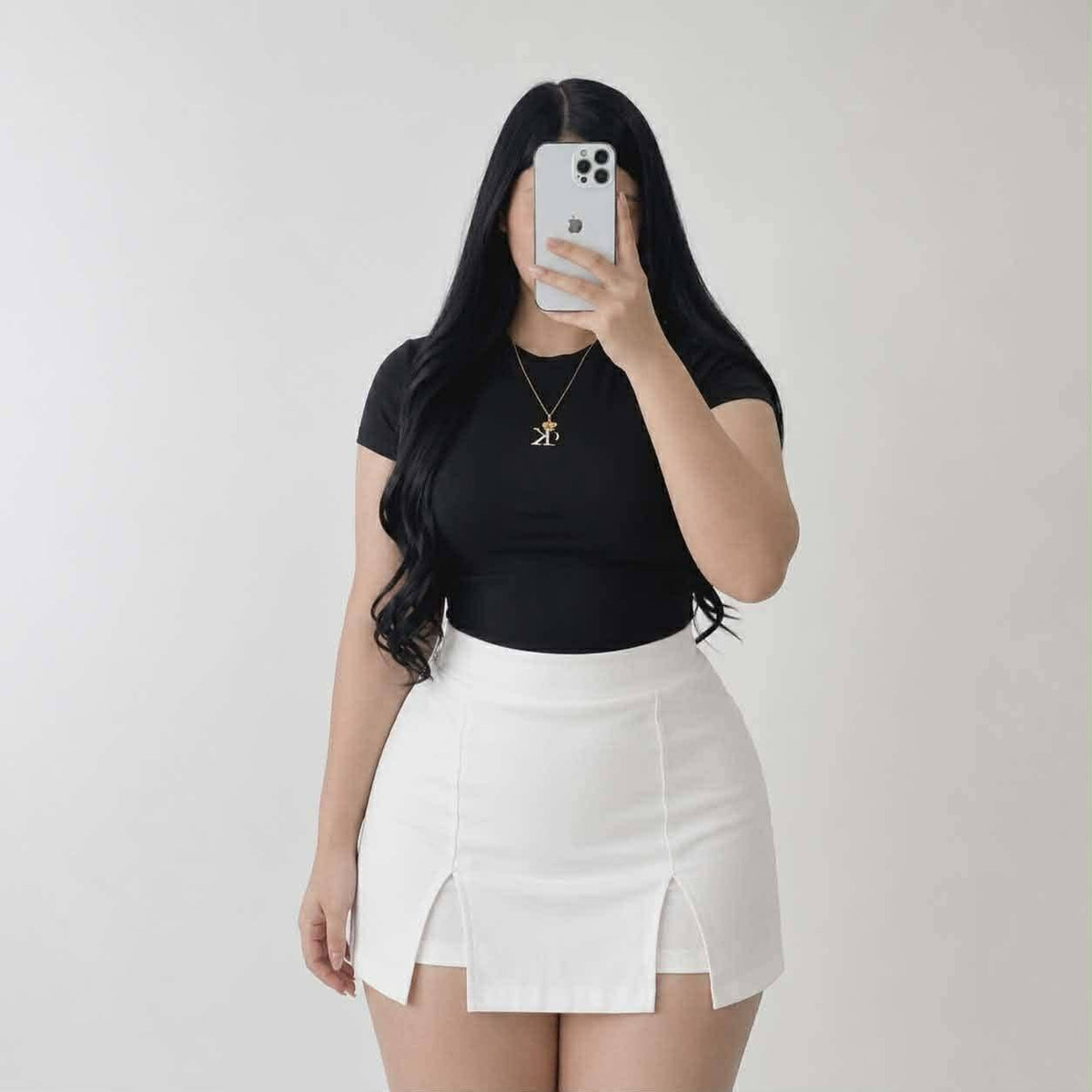 Plus Size Demi Two Slit Woven Skort