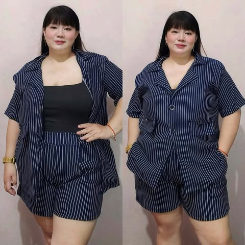Plus Size Drake Blazer Top And Shorts Coords