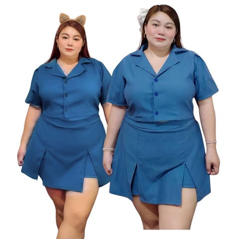 Plus Size Clarett Button Top And skort Coords Plain