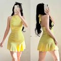 Klara Halter Backless Mini Dress Double Lining Front