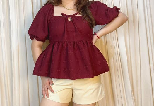 Plus Size Lolita Puff Peplum Top