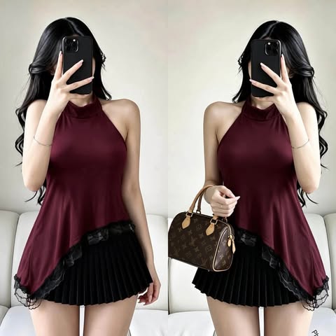 Andy Halter Lace Top Double Lining Front