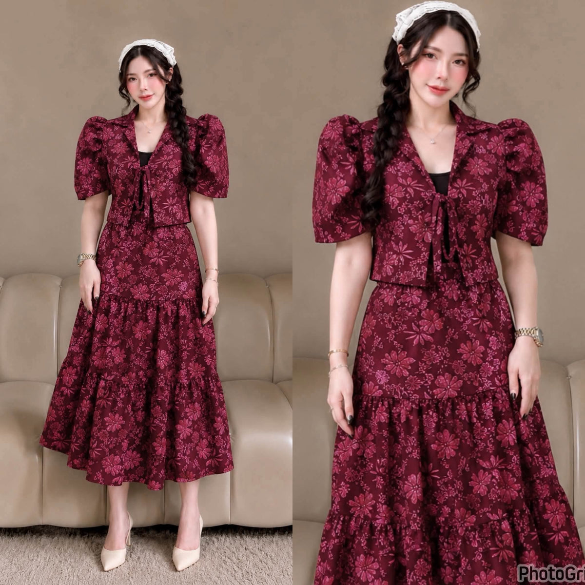 Khalie Filipiniana Bolero Top and Skirt Coords