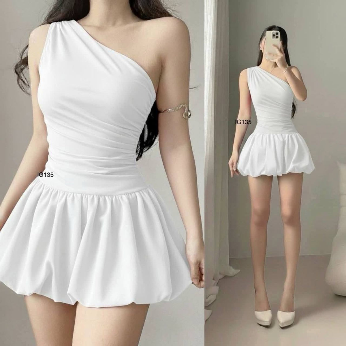 Athena One Side Bubble Mini Dress