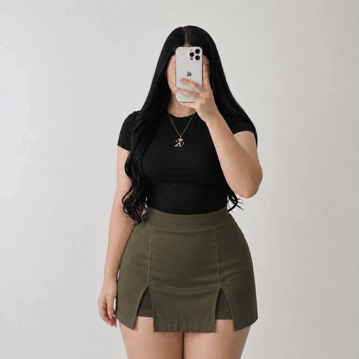 Plus Size Demi Two Slit Woven Skort