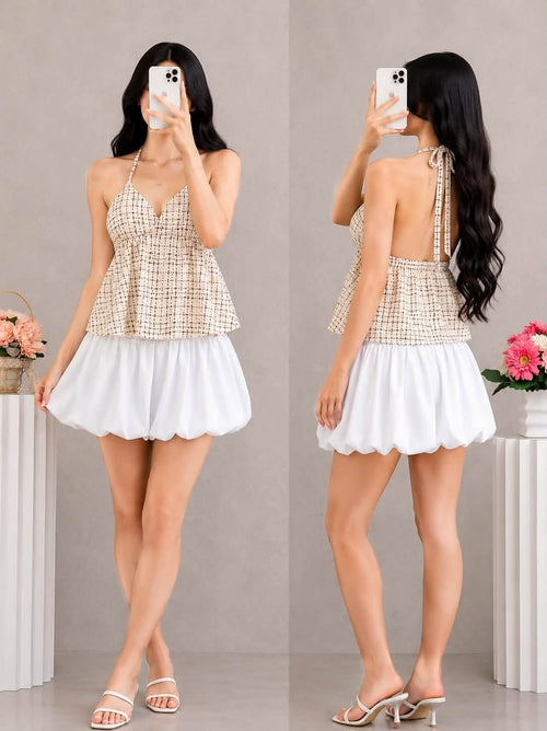 Alora Padded Halter Peplum Top