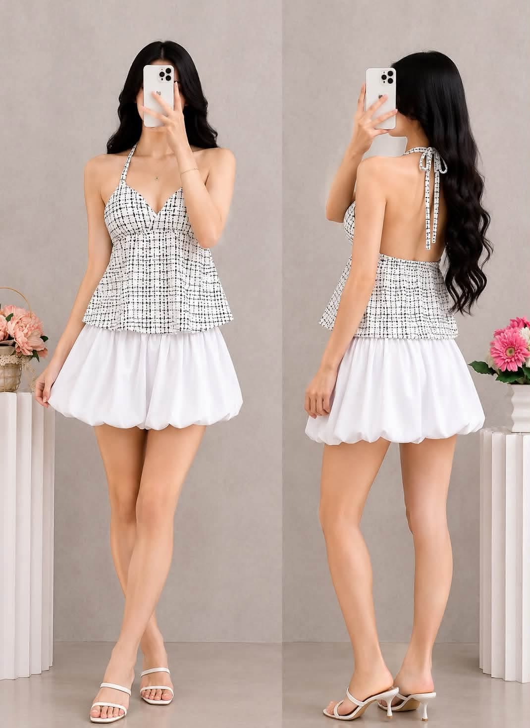 Alora Padded Halter Peplum Top