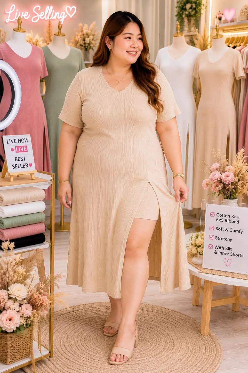 Plus Size Camille Slit Dress With Shorts