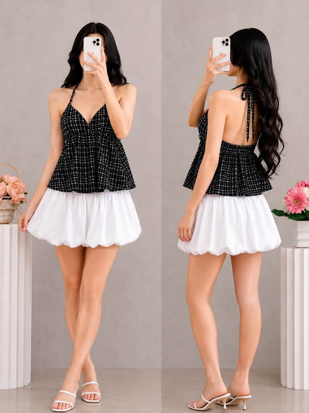 Alora Padded Halter Peplum Top