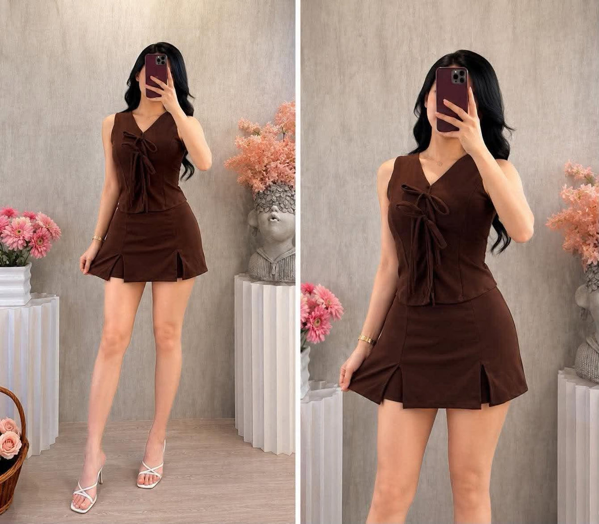 Jade Sleeveless Tie Top and Skort Coords