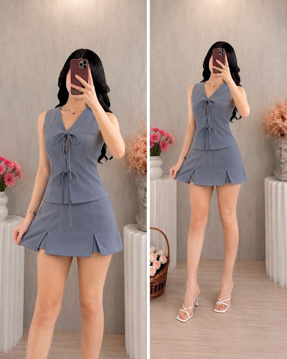 Jade Sleeveless Tie Top and Skort Coords