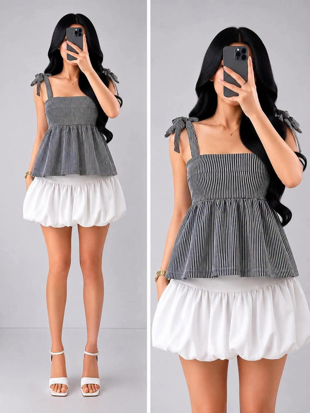 Dorris Self Tie Peplum Top