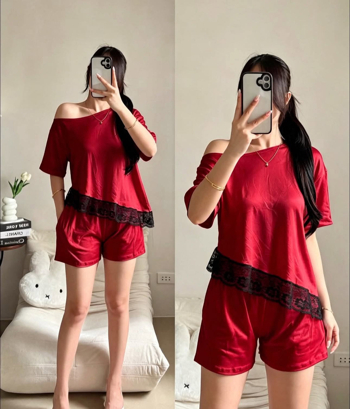 Eleri Offshoulder Lace Top and Shorts Coord