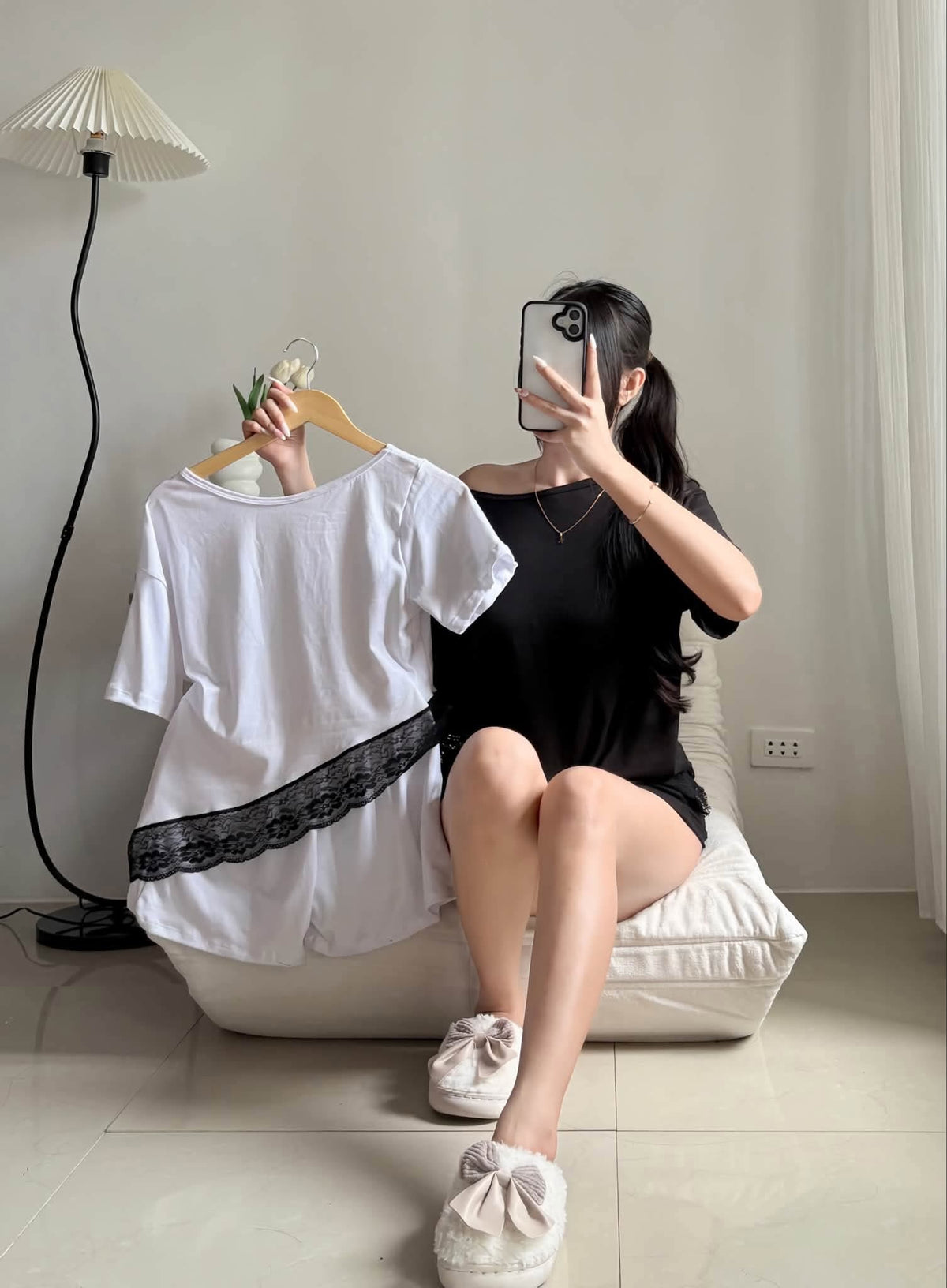 Eleri Offshoulder Lace Top and Shorts Coord