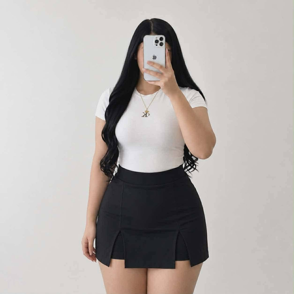 Plus Size Demi Two Slit Woven Skort