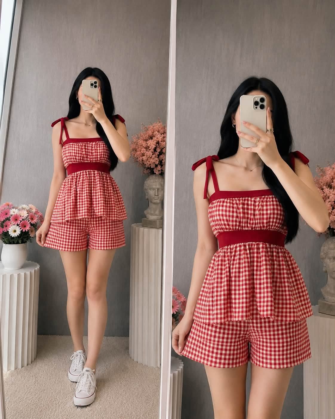 Melissa Self Tie Peplum Top and Shorts Coords
