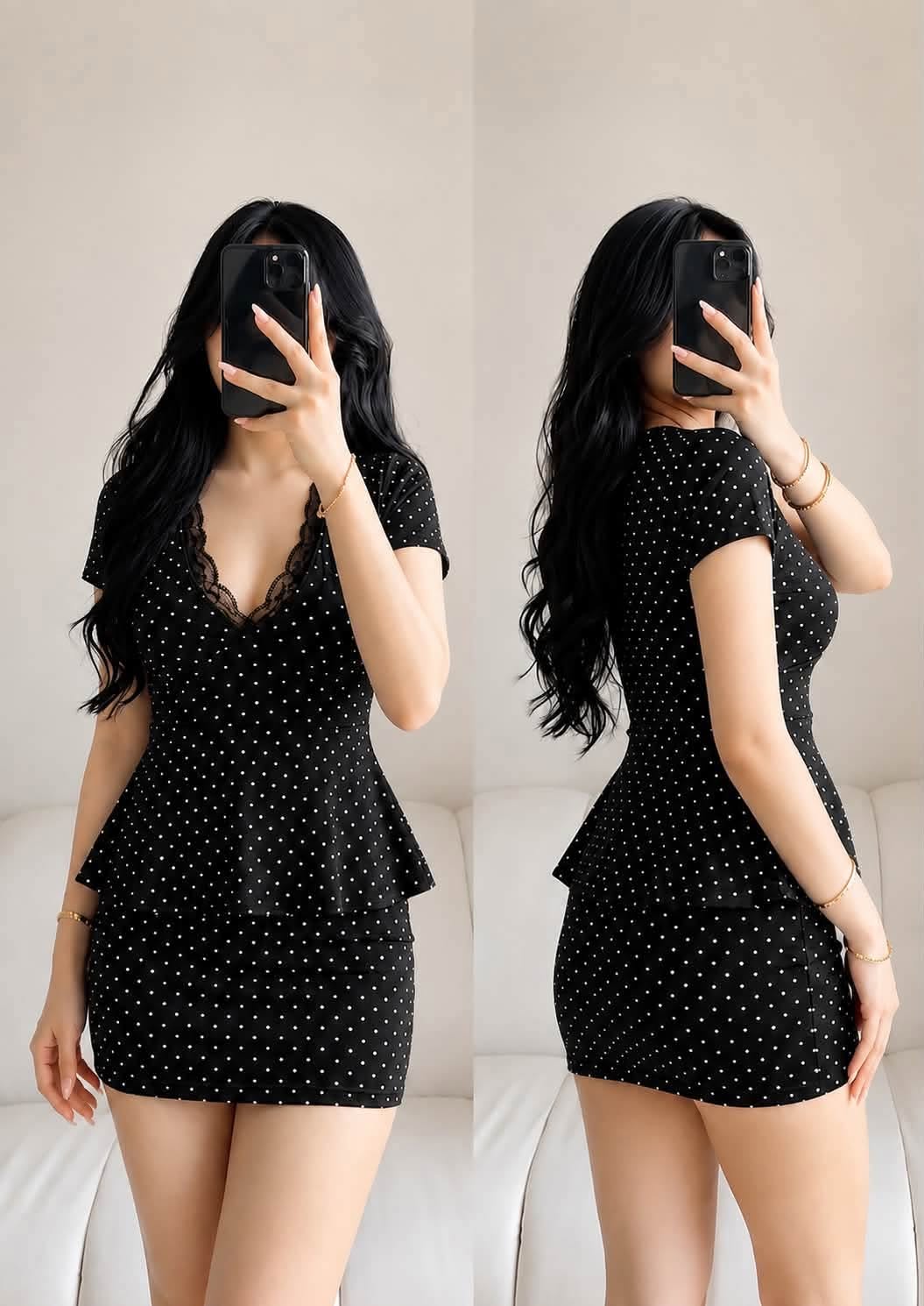 Ray Vneck Peplum Top and Skort Coords