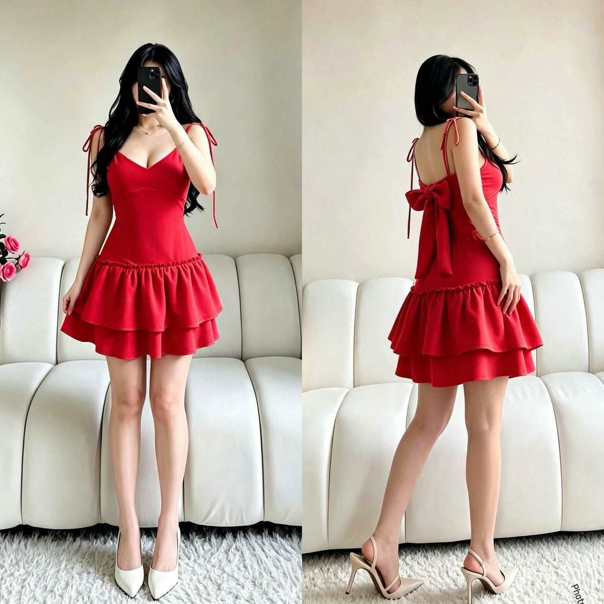 Aivee Self Tie Ribbon Mini Dress