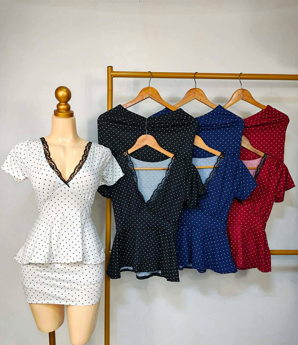 Ray Vneck Peplum Top and Skort Coords