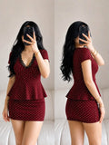 Ray Vneck Peplum Top and Skort Coords
