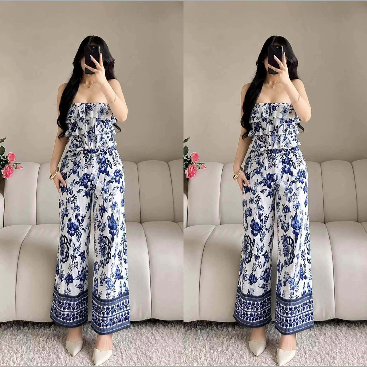 Liezel Tube Ruffles Top and Pants Coords