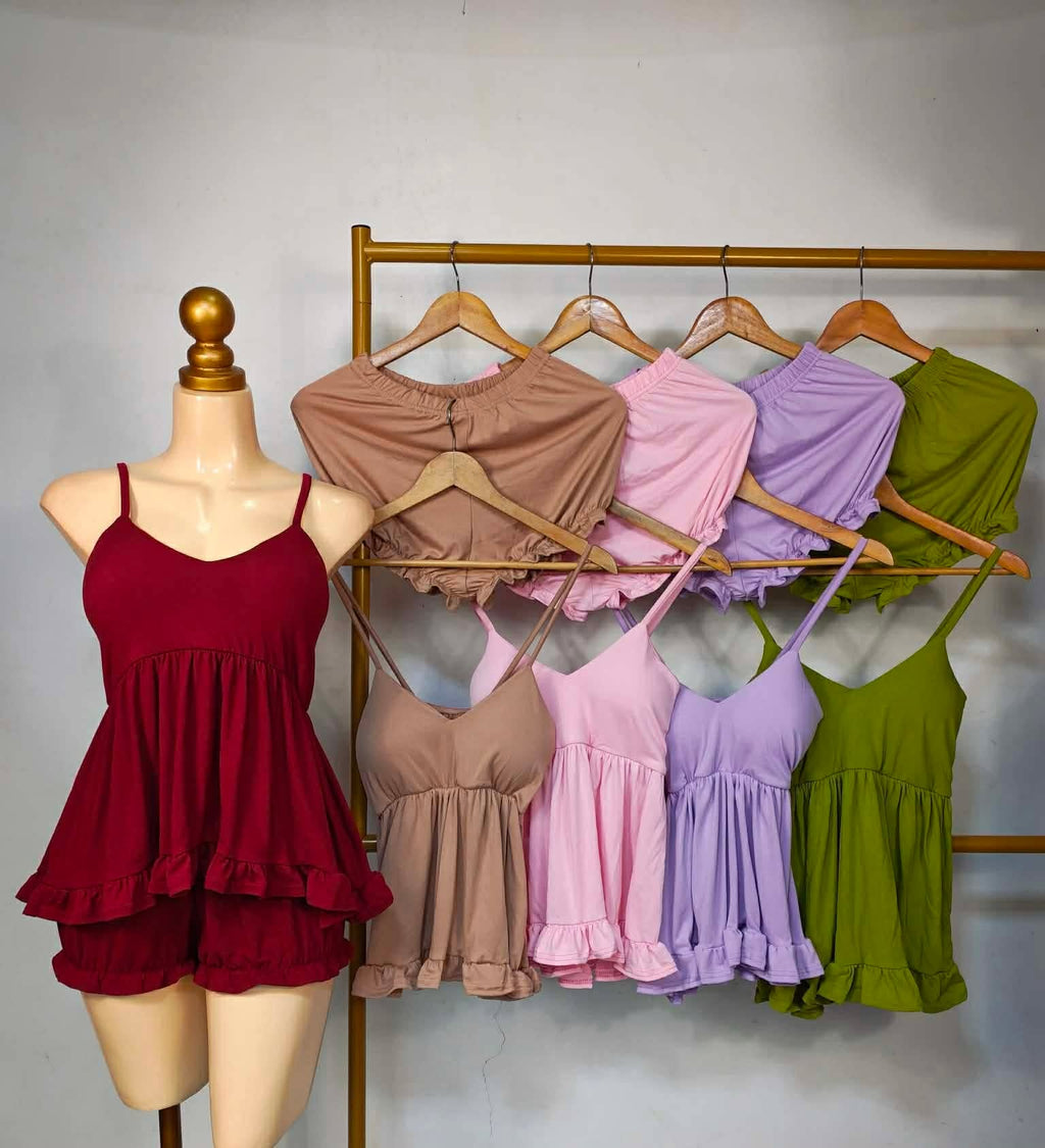 Sabrina Padded Spag Top and Shorts Coords