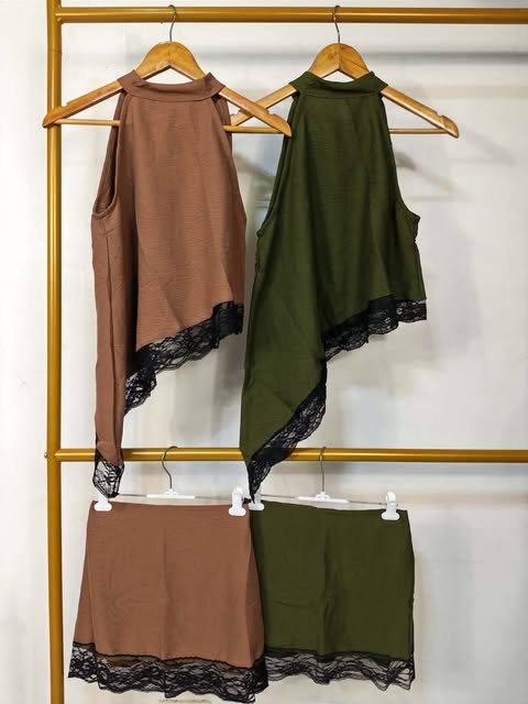Allyson Lace Halter Top and Skirt Coords