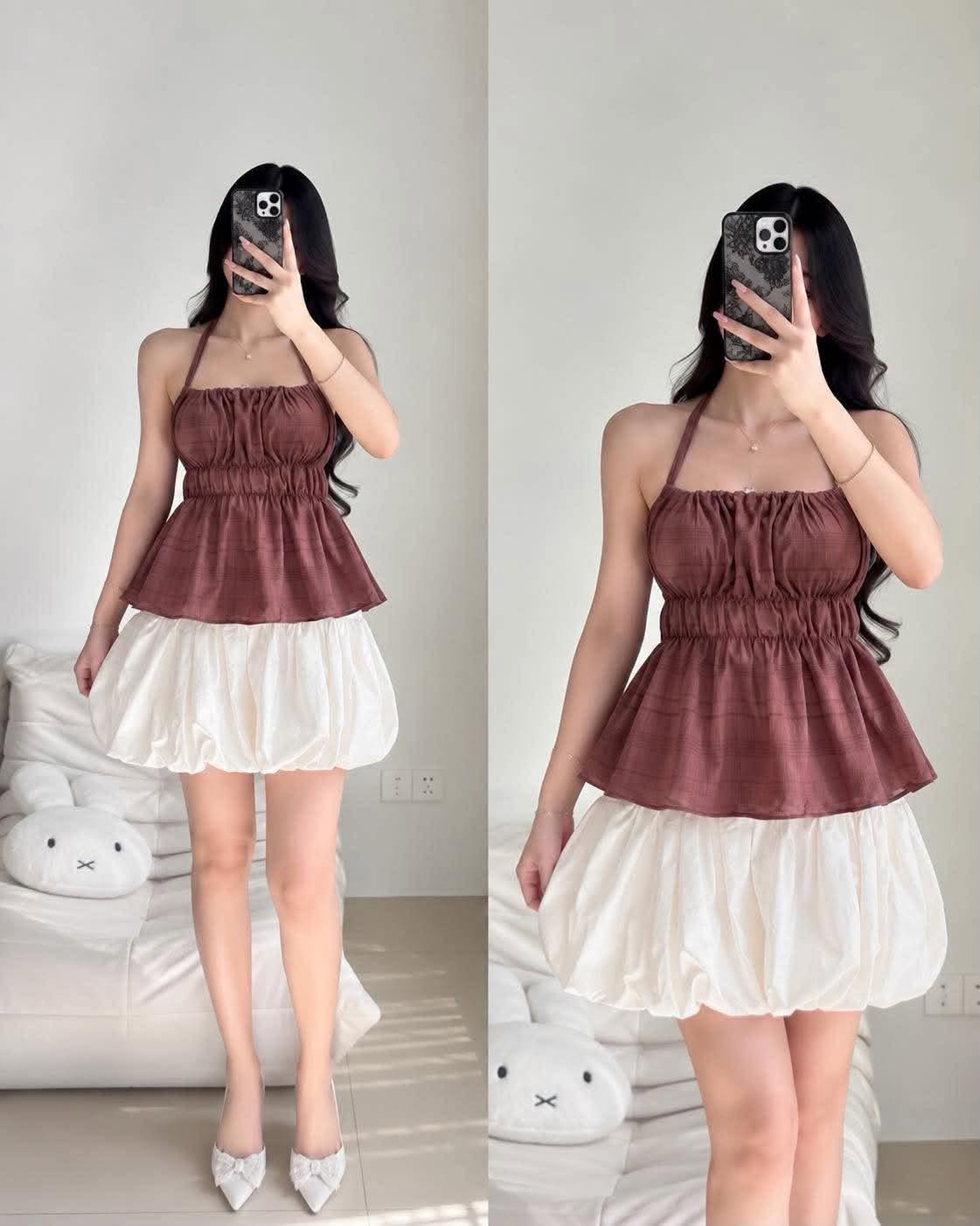 Maedy Halter Peplum Top
