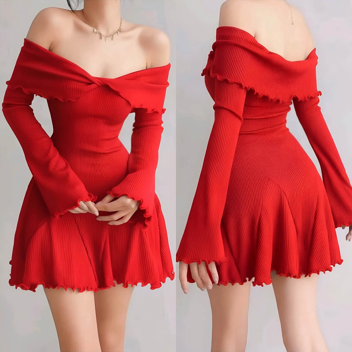 Rosa Offshoulder Longsleeve Mini Dress