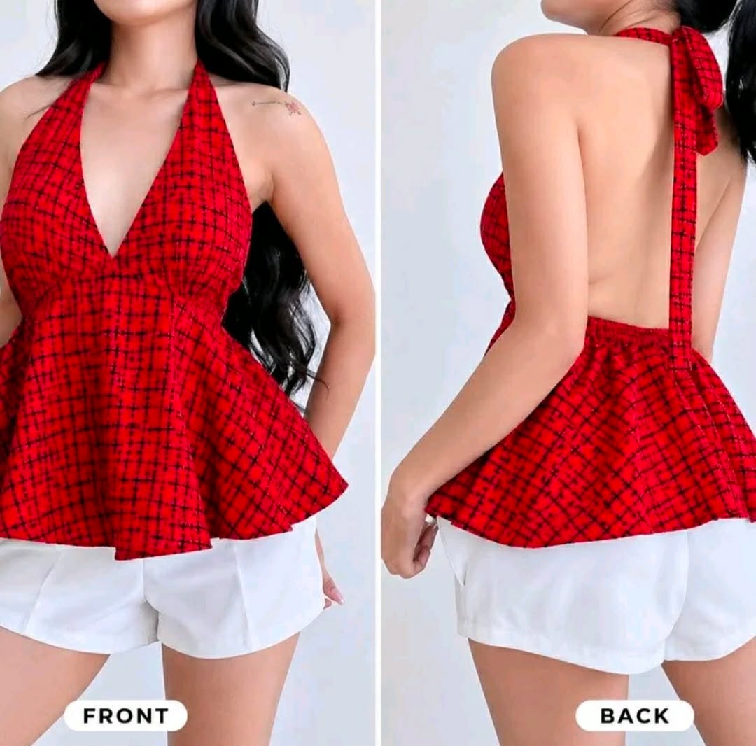Hannah Padded Halter Peplum Top