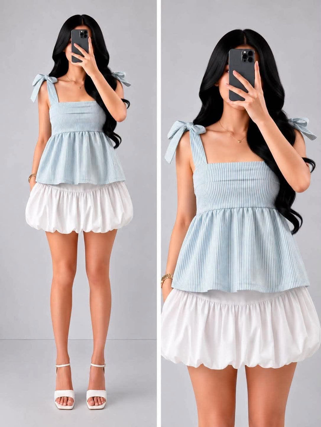 Dorris Self Tie Peplum Top