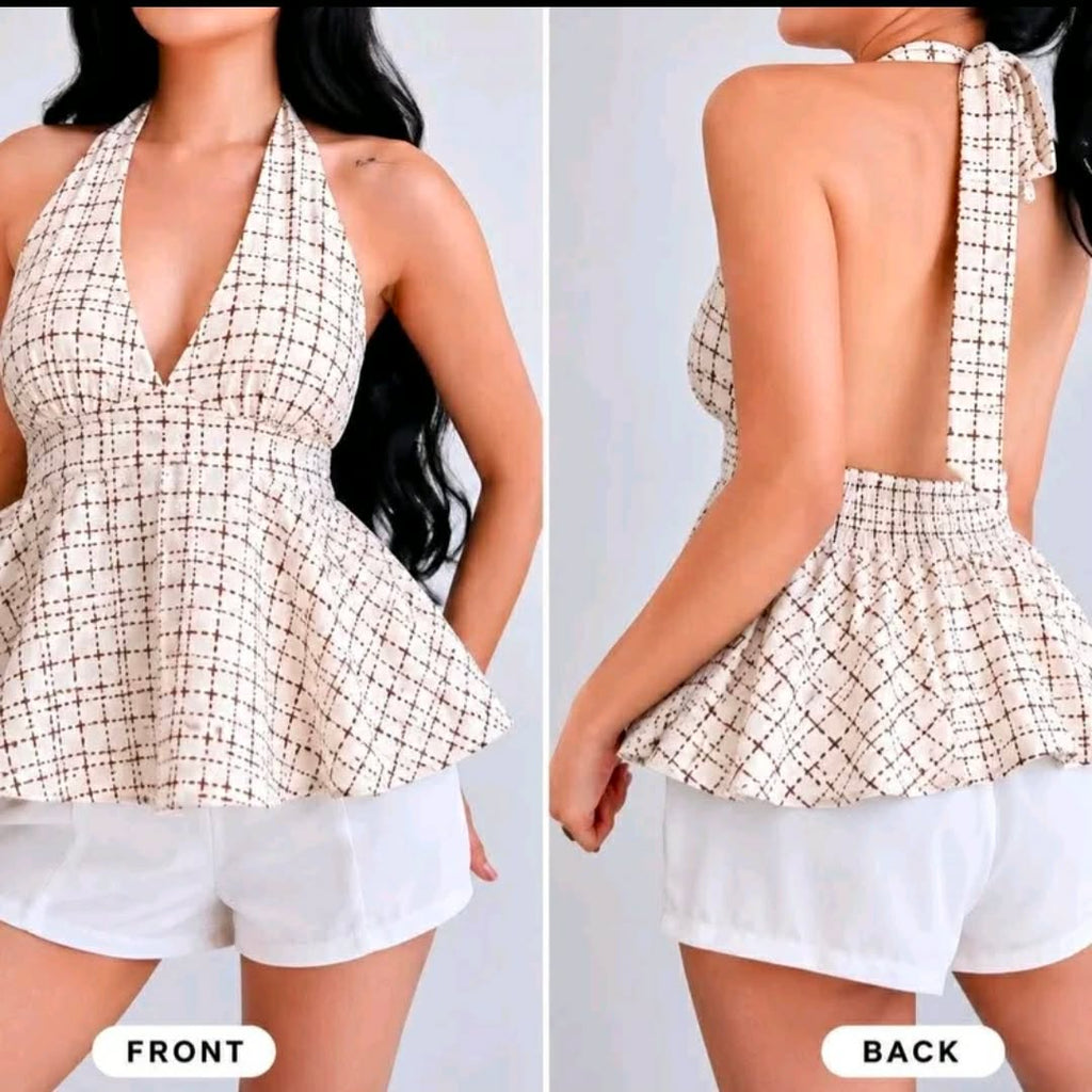 Hannah Padded Halter Peplum Top