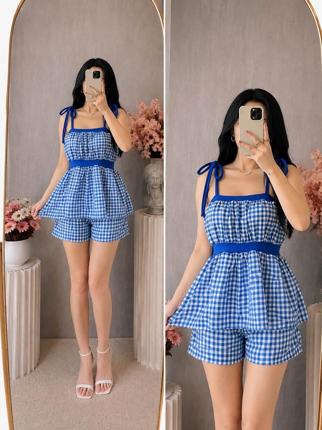 Melissa Self Tie Peplum Top and Shorts Coords