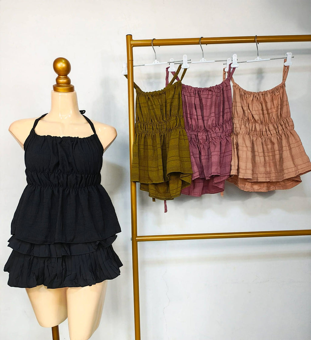 Maedy Halter Peplum Top