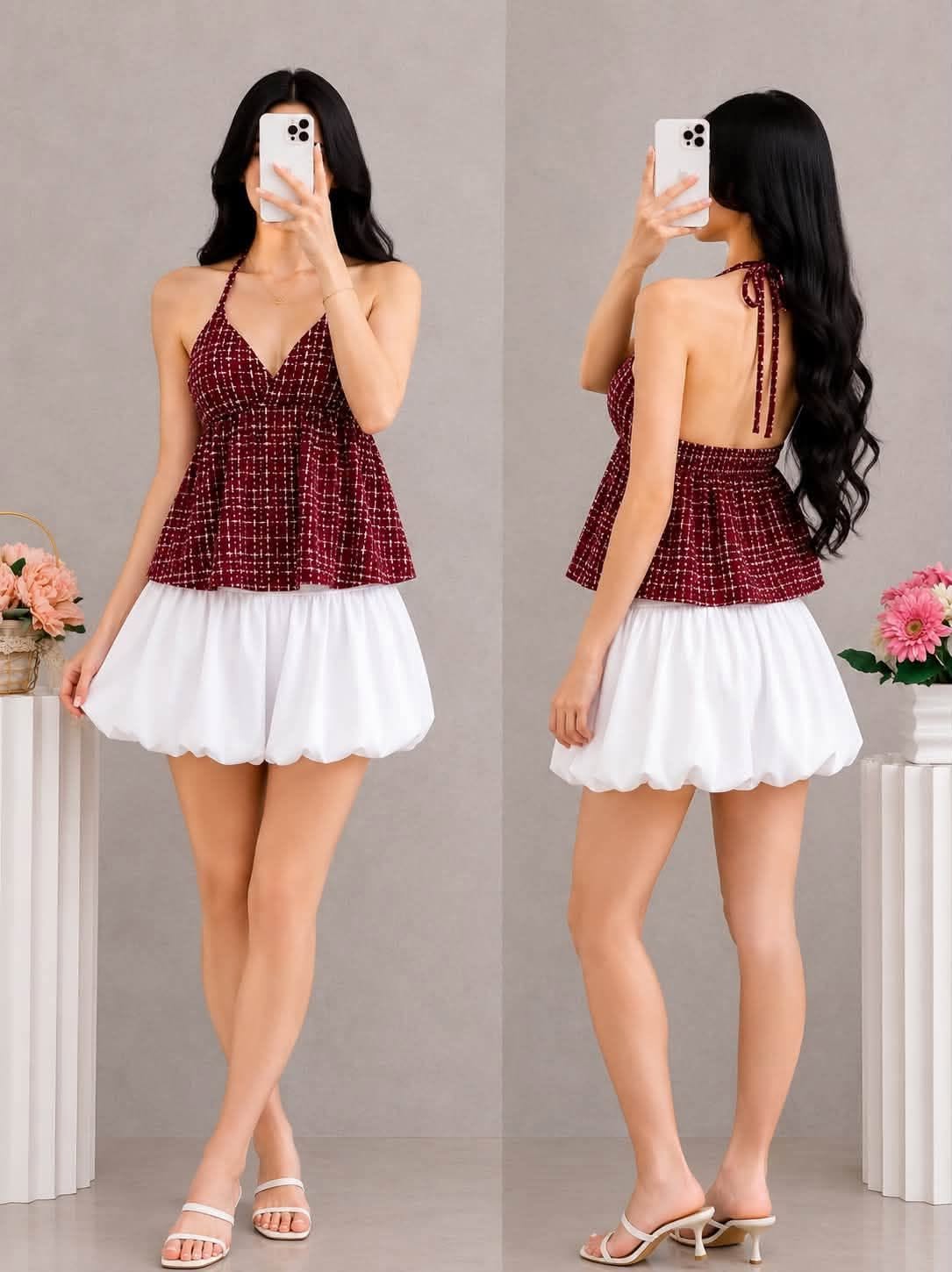 Alora Padded Halter Peplum Top