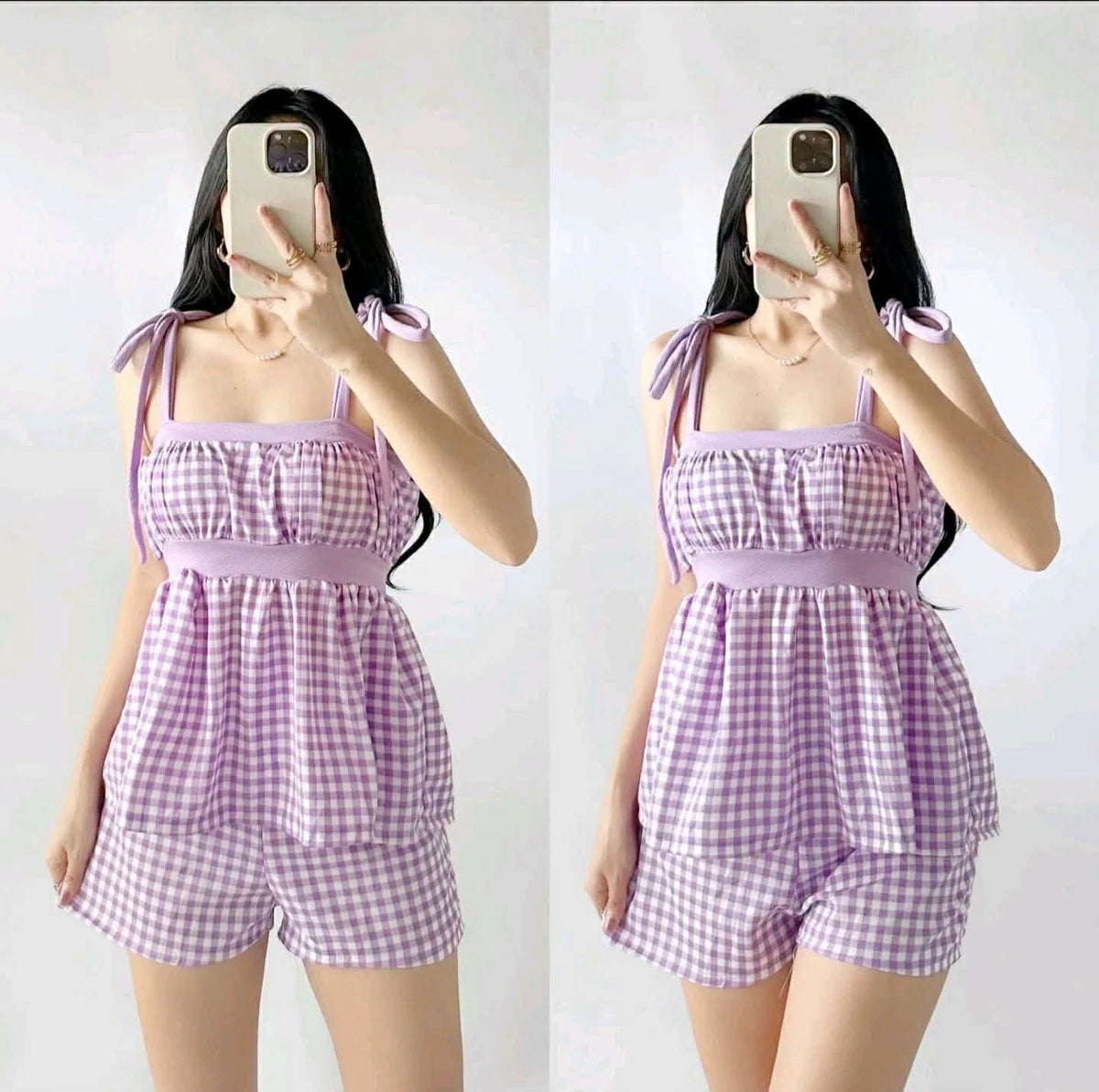Melissa Self Tie Peplum Top and Shorts Coords
