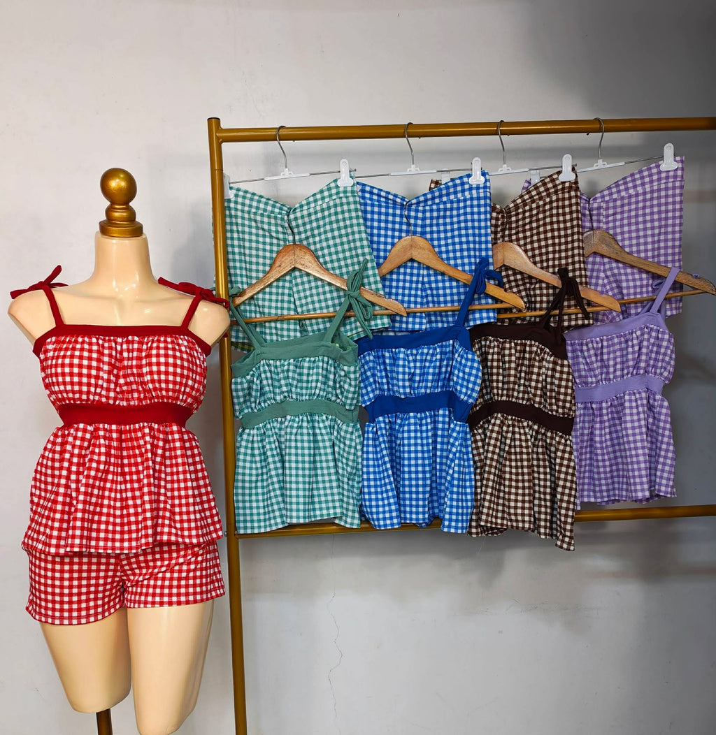 Melissa Self Tie Peplum Top and Shorts Coords