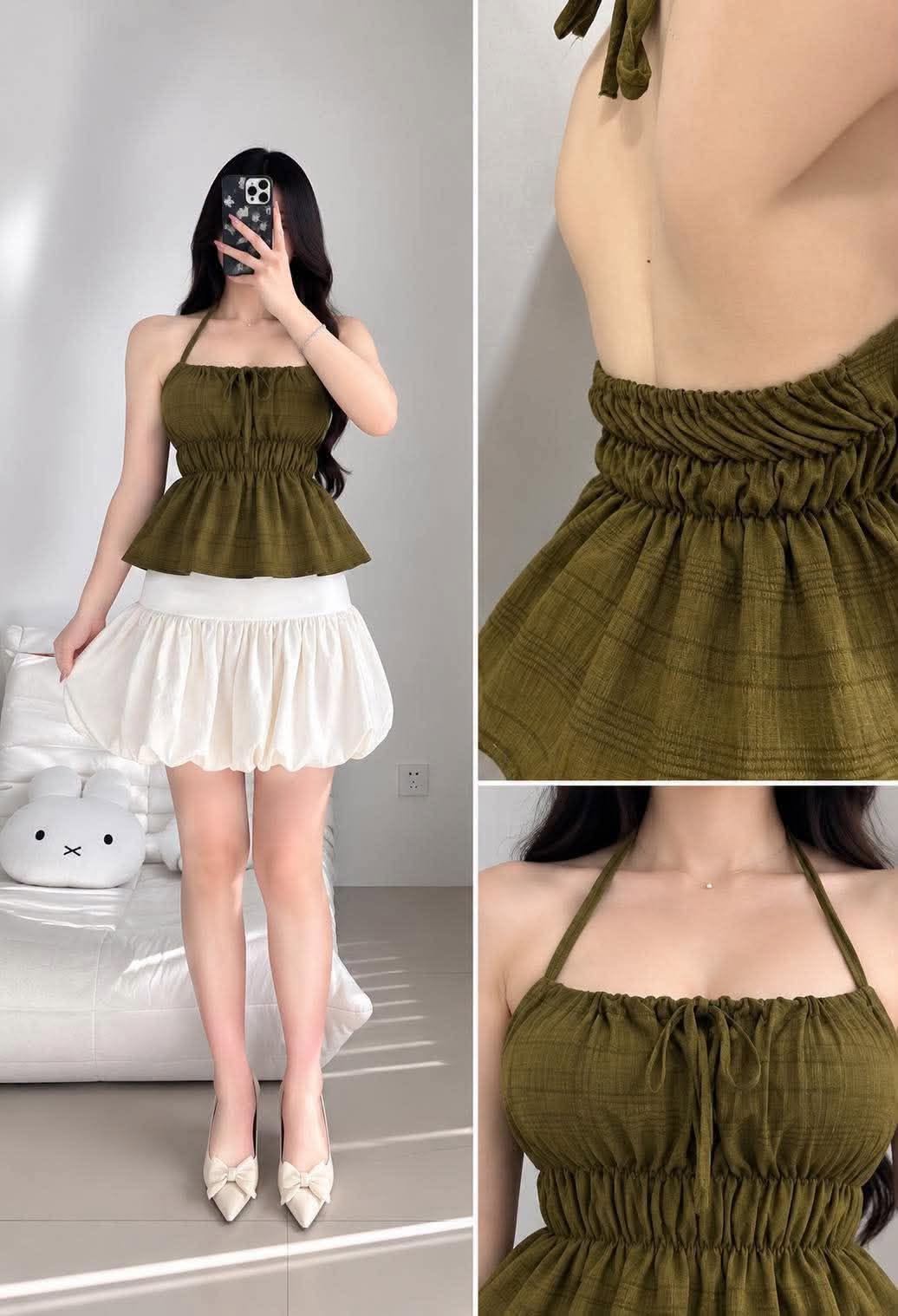 Maedy Halter Peplum Top