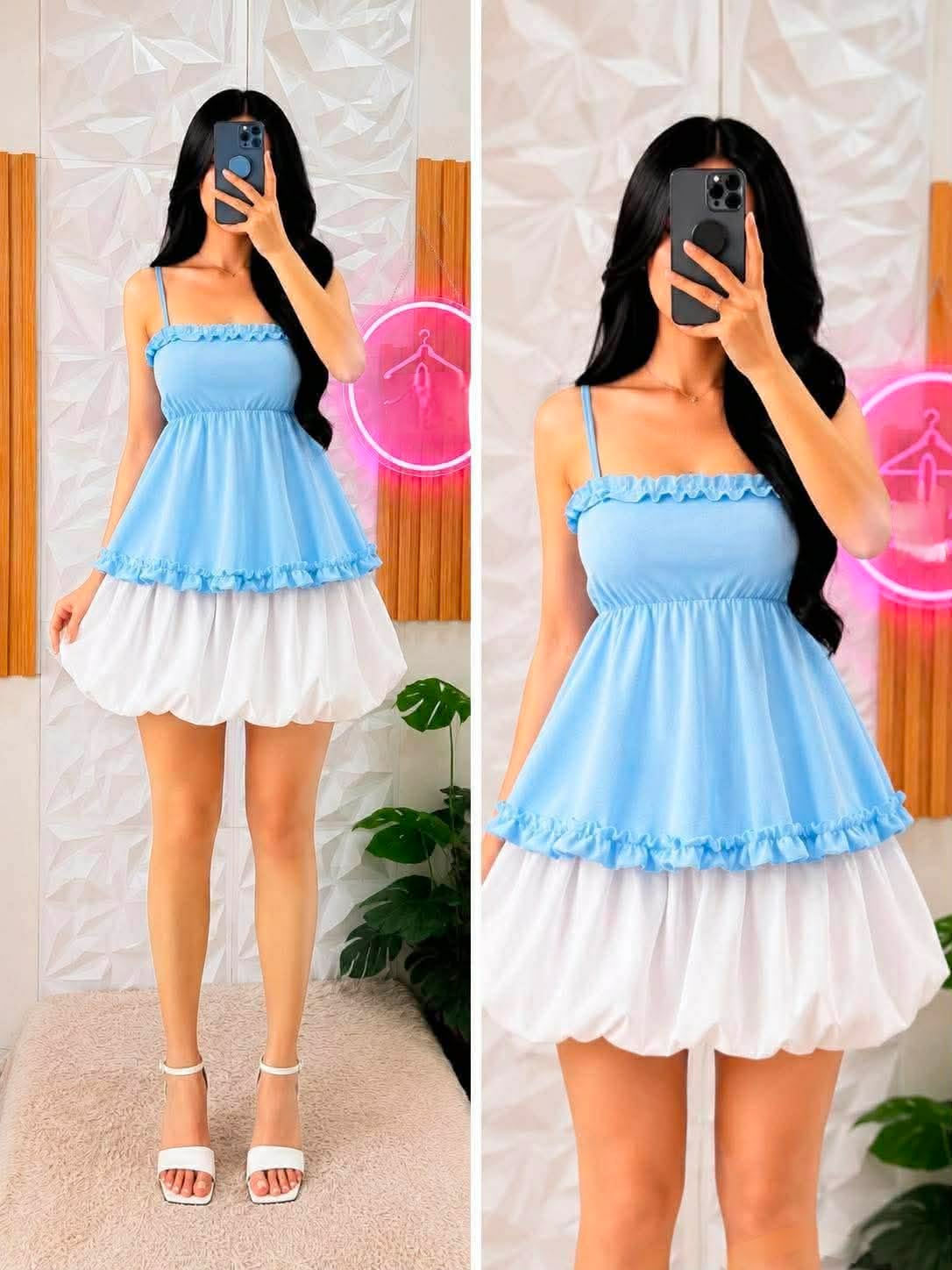 Celeste Ruffles Peplum Spag Top