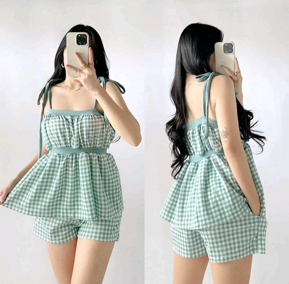 Melissa Self Tie Peplum Top and Shorts Coords