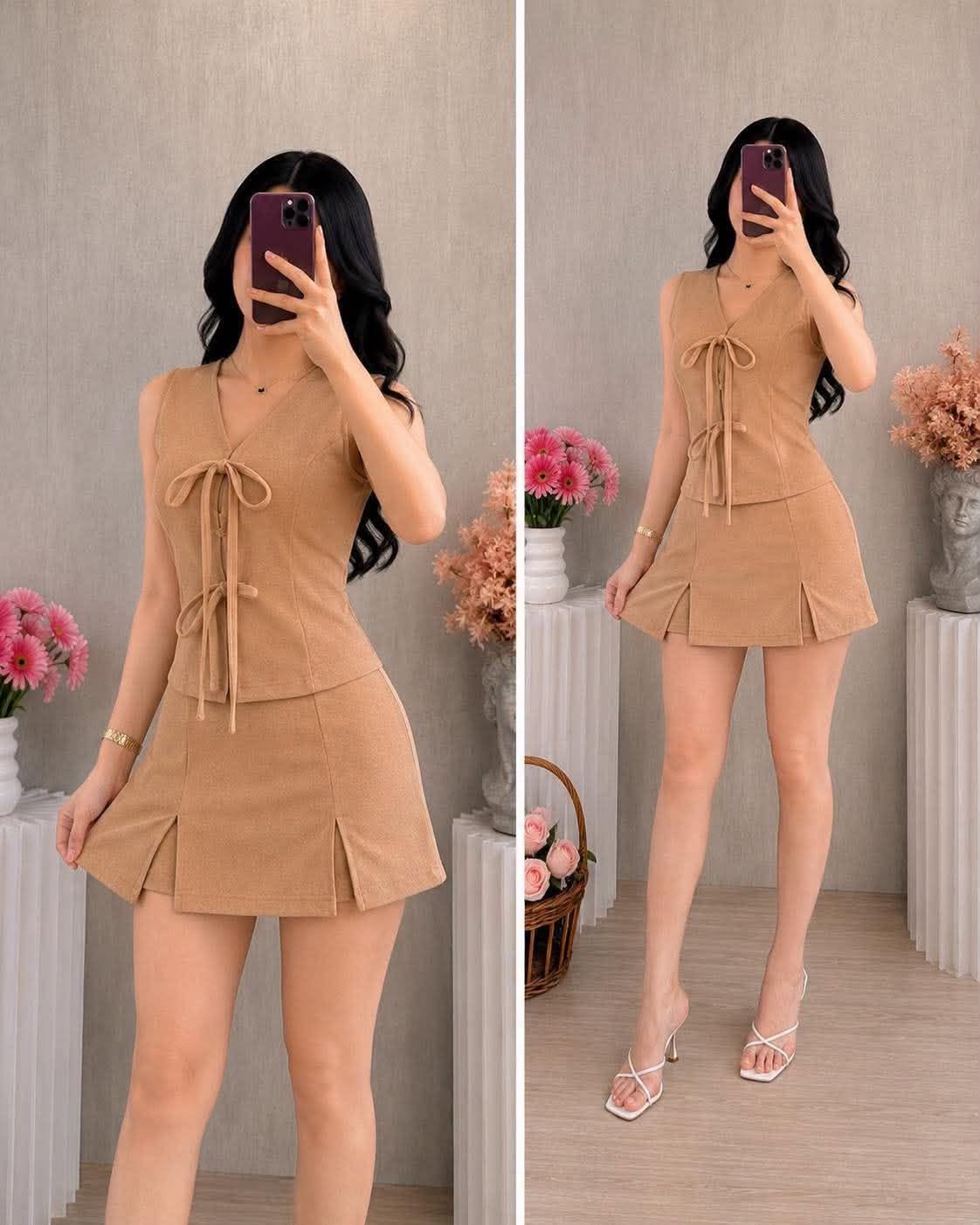 Jade Sleeveless Tie Top and Skort Coords