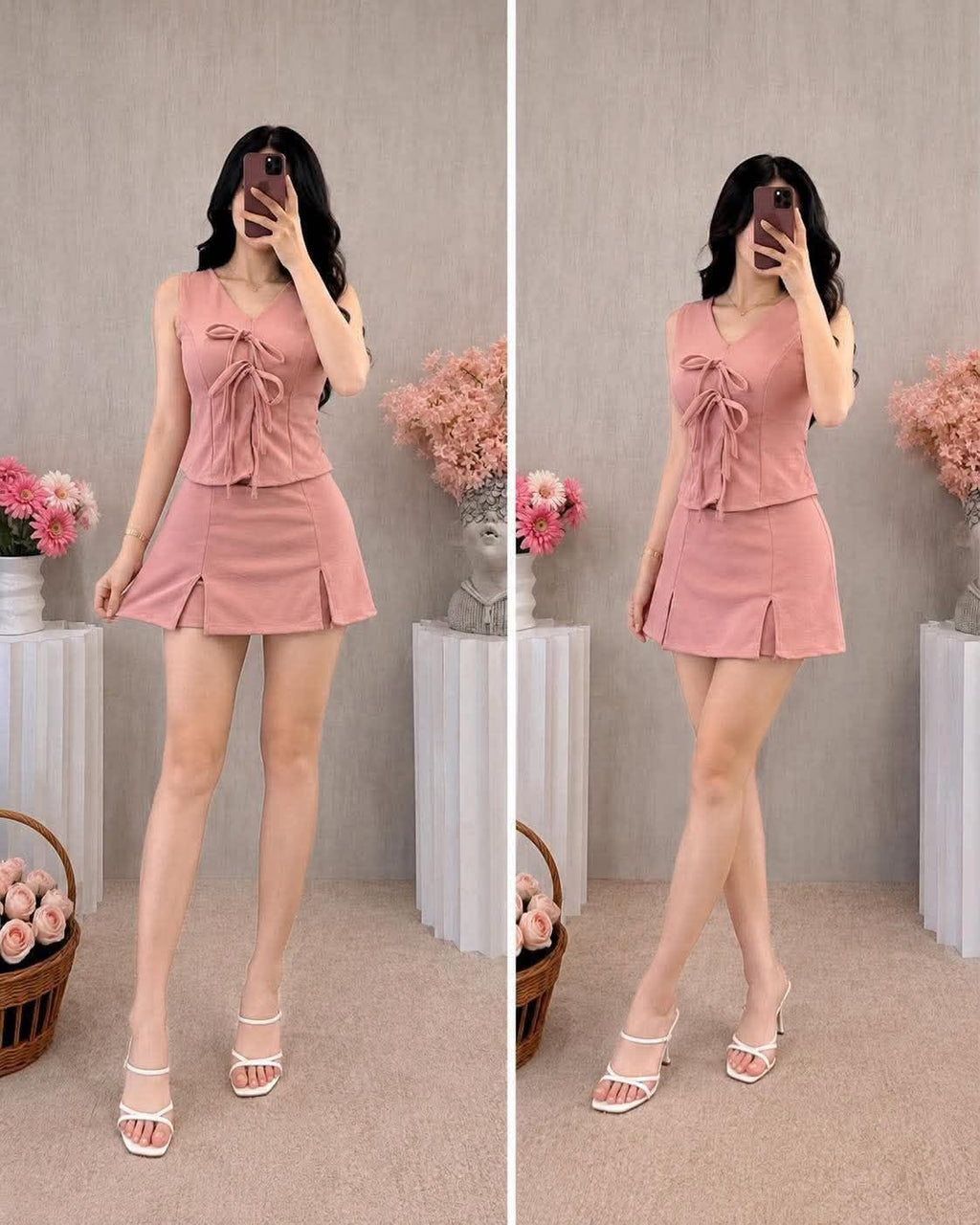 Jade Sleeveless Tie Top and Skort Coords