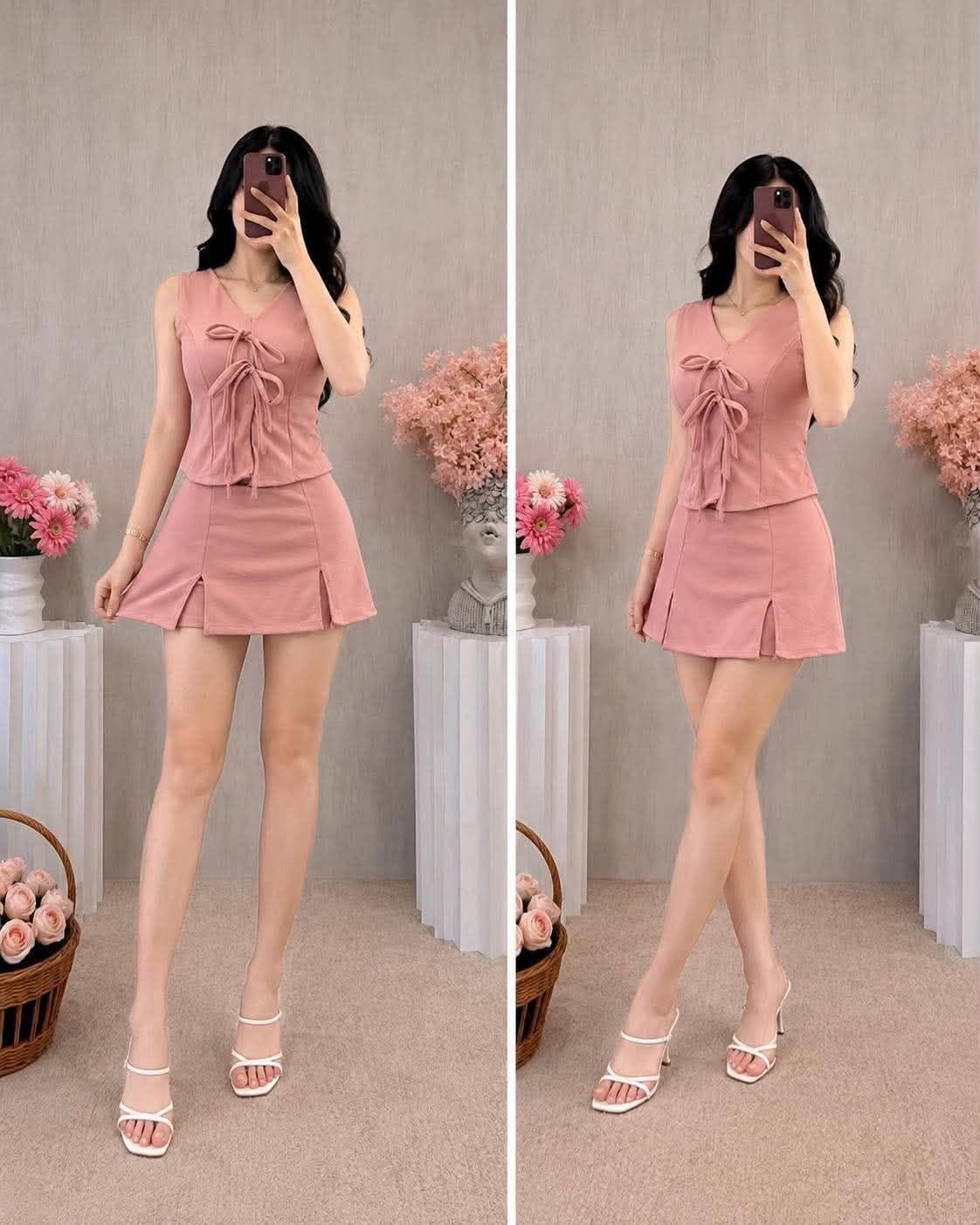 Jade Sleeveless Tie Top and Skort Coords