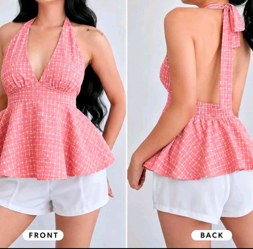 Hannah Padded Halter Peplum Top